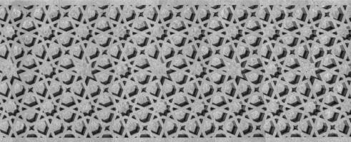 Black and white Geometric traditional Islamic ornament. Fragment of a mosaic.Abstract background. photo