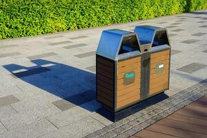 Iron containers for separate waste collection. photo