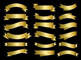 dorado color cinta elementos. oro contorno moderno sencillo cintas recopilación. plano bandera cinta para decorativo diseño. cintas, pancartas, insignias, etiquetas diseño elementos. vector