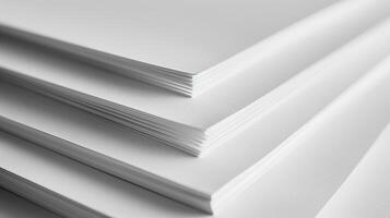 Stack of white paper sheets with pristine quality, ideal for professional projects AI Image photo