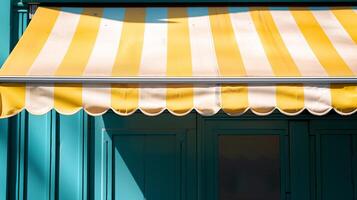 Bold striped awning graphic allure. Eye-catching design concept. AI Image photo