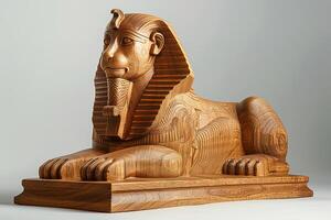 Graceful Enigma The Wooden Sphinx's Regal Charm and Intrigue. AI Image photo