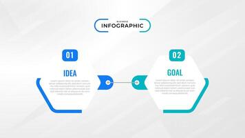 dos paso infografía etiqueta diseño modelo con línea iconos proceso pasos diagrama, presentaciones, flujo de trabajo disposición, bandera, fluir cuadro, informacion grafico ilustración. vector