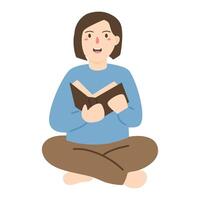 Woman sitting and reading book vector