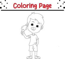 boy with ice cream coloring page for kids vector