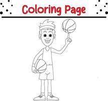 chico baloncesto malabares colorante página para niños vector