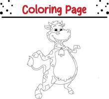 happy cute cow coloring book page for kids. vector