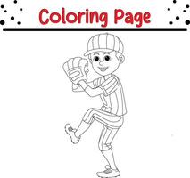 boy baseball player coloring page for kids vector