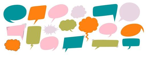 Set of empty speech bubbles in different shapes and thinking sign symbols. illustration vector