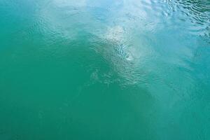 The texture of the waves of turquoise color of fast-flowing water in the river. photo