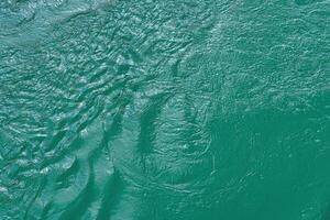 The texture of the waves of turquoise color of fast-flowing water in the river. photo