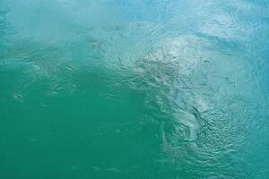 The texture of the waves of turquoise color of fast-flowing water in the river. photo