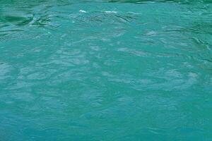 The texture of the waves of turquoise color of fast-flowing water in the river. photo