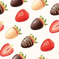 Seamless pattern with chocolate and strawberries vector