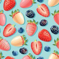 Seamless pattern with chocolate and strawberries vector