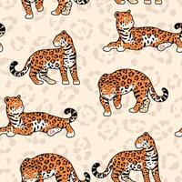 Seamless pattern with jaguar and animal print vector