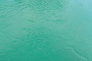 The texture of the waves of turquoise color of fast-flowing water in the river. photo