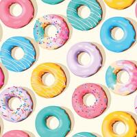Seamless pattern with high detailed pastel donuts vector