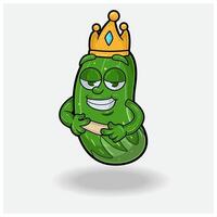Cucumber Fruit Crown Mascot Character Cartoon With Love struck expression. vector