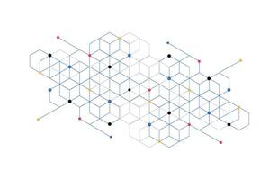 Abstract geometric boxes pattern dot line connection background. Modern technology with square mesh. Geometric on white background vector