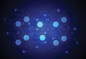 Abstract technology blue hexagons pattern background for Network connection concept with mesh dots and lines innovation. illustration vector