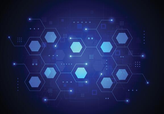 Abstract technology blue hexagons pattern background for Network connection concept with mesh dots and lines innovation. illustration