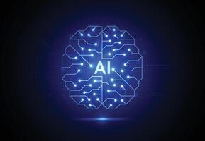 Artificial intelligence chipset on circuit board in futuristic brain concept technology artwork for web, banner, card, cover vector