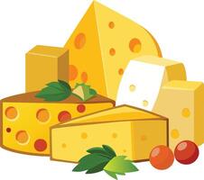 Cheese and slice on white background vector