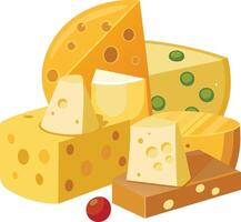 Cheese and slice on white background vector