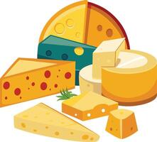 Cheese and slice on white background vector