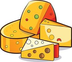 Cheese and slice on white background vector