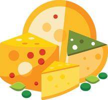 Cheese and slice on white background vector