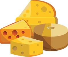 Cheese and slice on white background vector