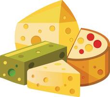 Cheese and slice on white background vector