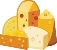 Cheese and slice on white background vector