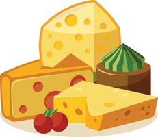 Cheese and slice on white background vector