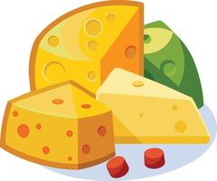 Cheese and slice on white background vector