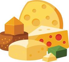 Cheese and slice on white background vector