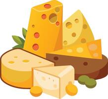 Cheese and slice on white background vector