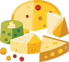 Cheese and slice on white background vector