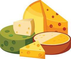 Cheese and slice on white background vector