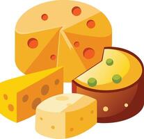 Cheese and slice on white background vector