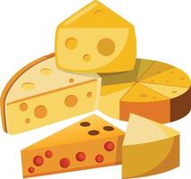 Cheese and slice on white background vector