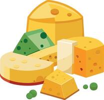 Cheese and slice on white background vector