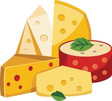 Cheese and slice on white background vector