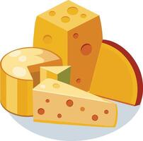 Cheese and slice on white background vector