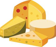 Cheese and slice on white background vector