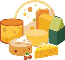 Cheese and slice on white background vector