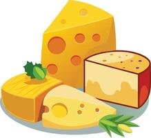 Cheese and slice on white background vector