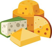 Cheese and slice on white background vector